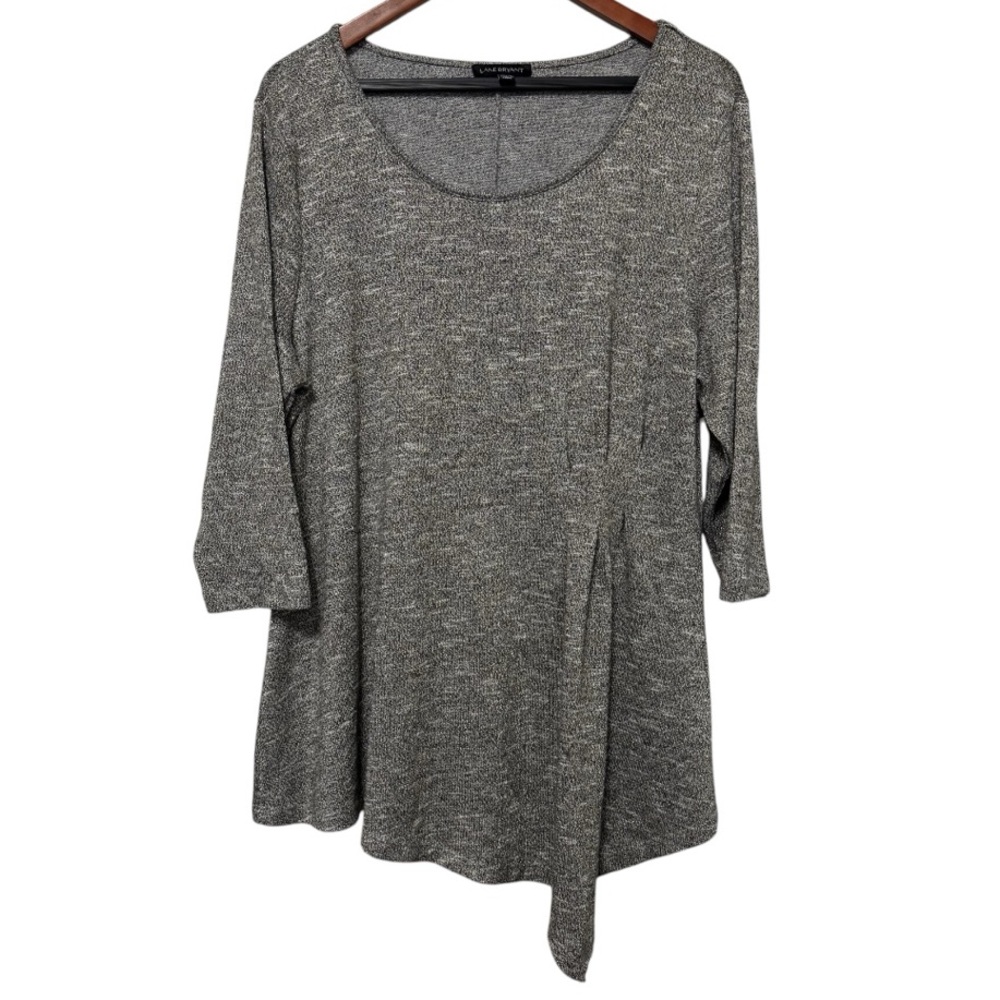 Lane Bryant Pleated Knit Tunic Gold Metallic Asymmetric Sweater Women’s Sz 18/20